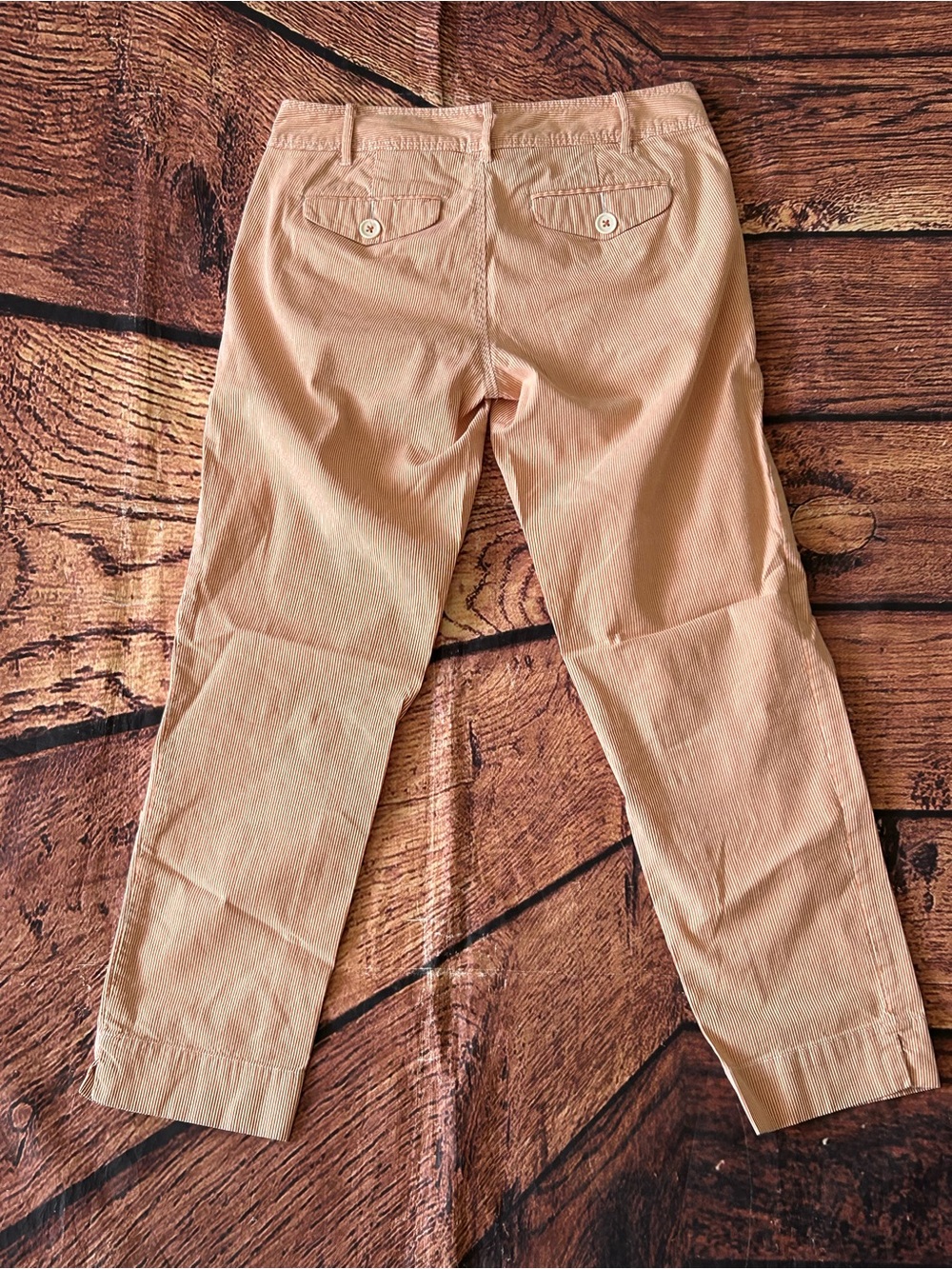 Paper Boy Anthropologie Tan Orange Striped Crop Pants Ankle Size 2 Linen Blend - Picture 7 of 12